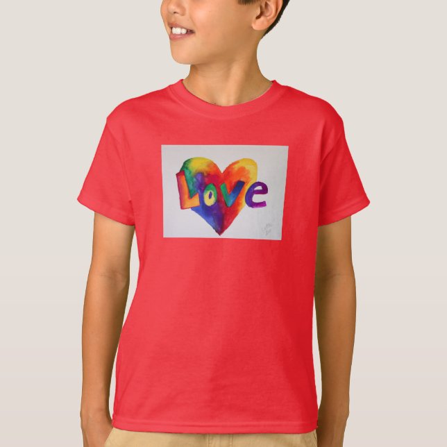 Love Rainbow Heart Art Inspirational Word Shirts (Front)