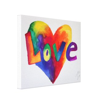 Love Rainbow Heart Art Painting Canvas Print | Zazzle