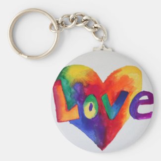 Love Rainbow Heart Art Word Painting Keychain