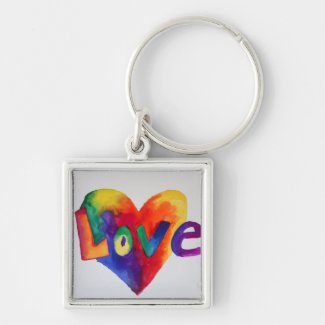 Rainbow Love Heart Stainless Steel Lettering Portachiavi Per