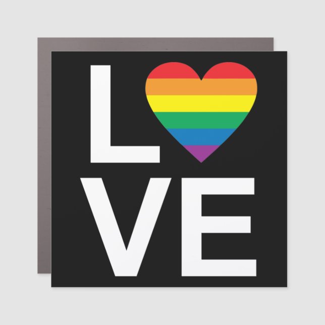 LOVE RAINBOW HEART  CAR MAGNET (Front)