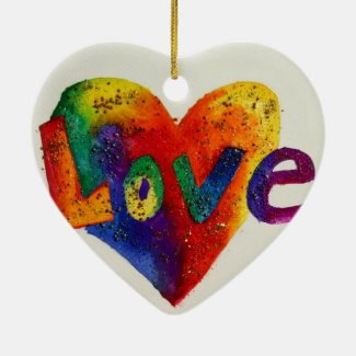 Love Rainbow Heart Glitter Art Painting Ornament