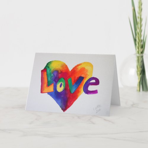 Love Rainbow Heart Greeting Card or Note Cards