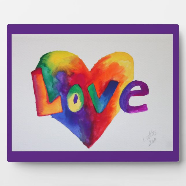 Love Rainbow Heart Painting Poem Plaque (Front)
