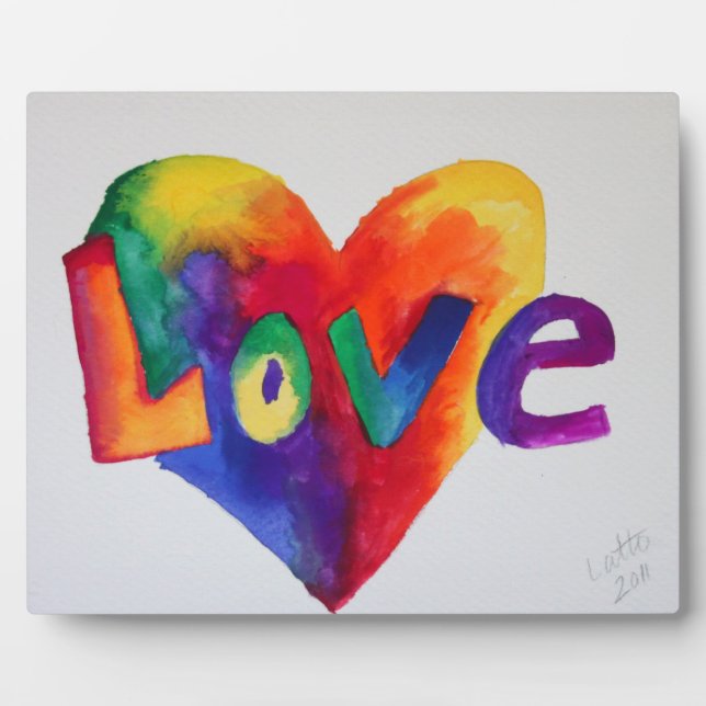 Love Rainbow Heart Painting Poem Plaque (Front)