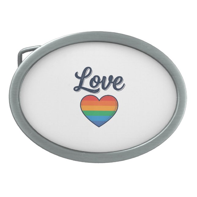 Love Rainbow Heart Pride Vector Shirt Design_1 Belt Buckle (Front)
