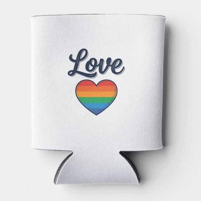 Love Rainbow Heart Pride Vector Shirt Design_1 Can Cooler (Front)