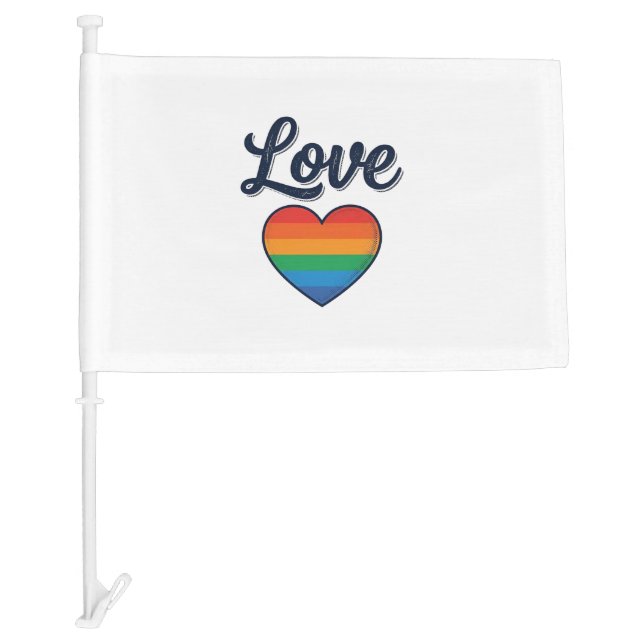 Love Rainbow Heart Pride Vector Shirt Design_1 Car Flag (Front)