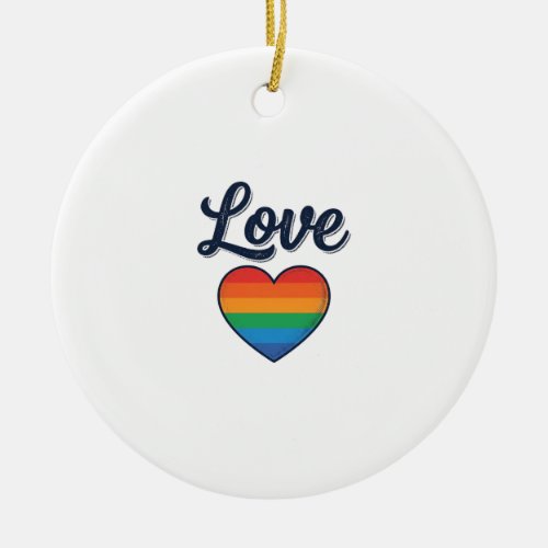 Love Rainbow Heart Pride Vector Shirt Design_1 Ceramic Ornament