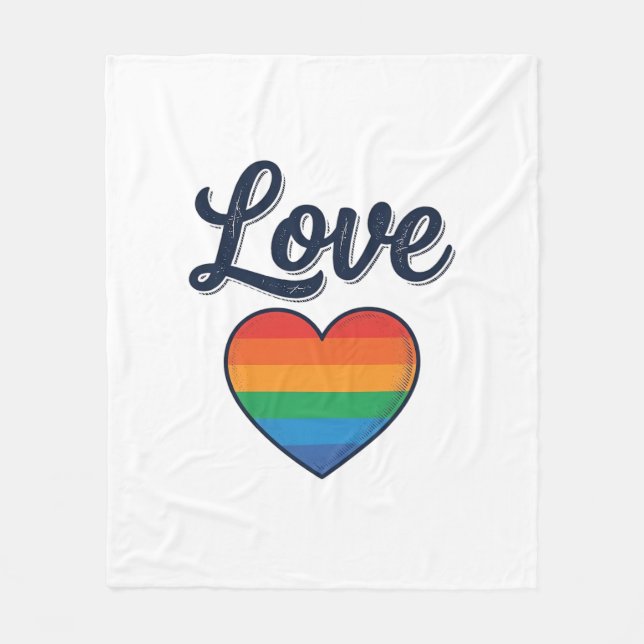 Love Rainbow Heart Pride Vector Shirt Design_1 Fleece Blanket (Front)
