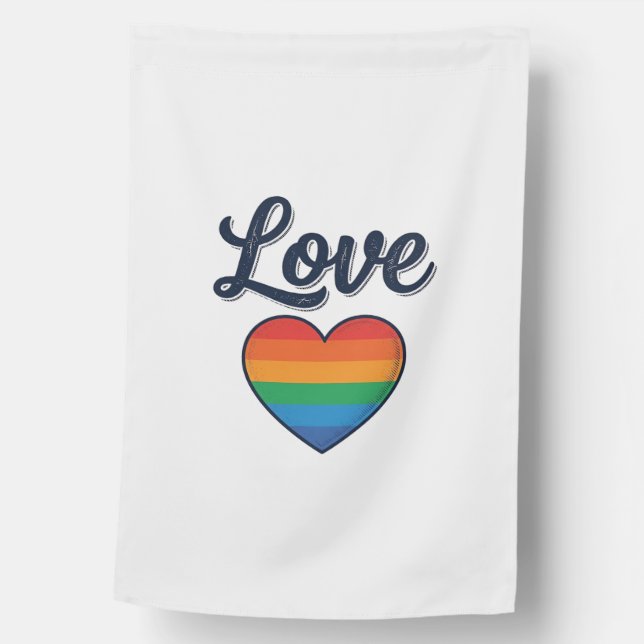Love Rainbow Heart Pride Vector Shirt Design_1 House Flag (Front)