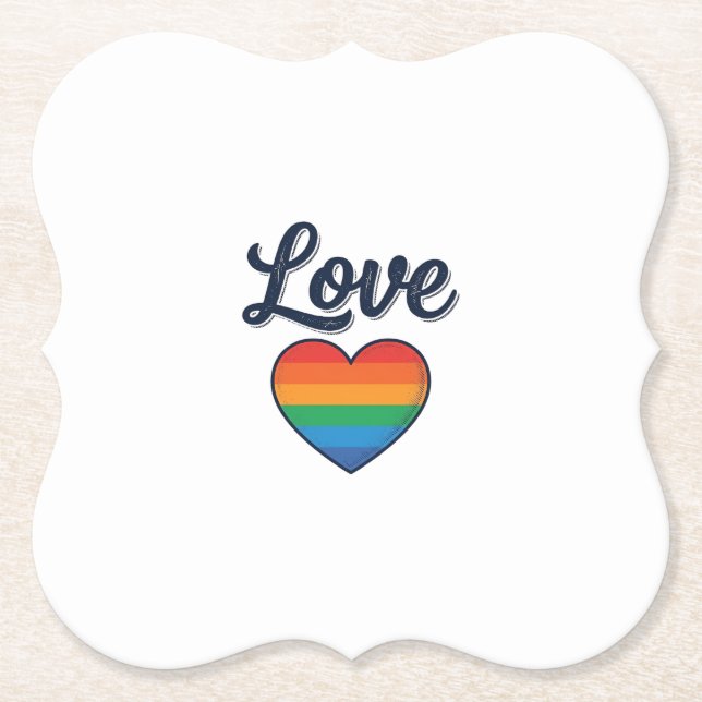 Love Rainbow Heart Pride Vector Shirt Design_1 Paper Coaster (Front)