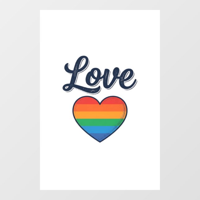 Love Rainbow Heart Pride Vector Shirt Design_1 Window Cling (Sheet)