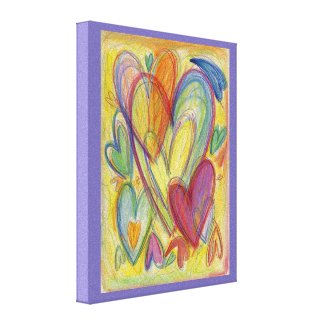 Love Rainbow Hearts Painting Canvas Art Print