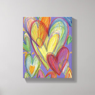 Love Rainbow Hearts Painting Canvas Art Print