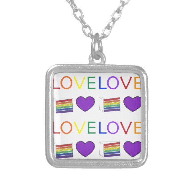 LOVE Rainbow Layer Cake LGBT Gay Pride Necklace (Front)