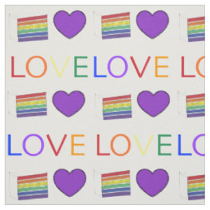 LOVE Rainbow Layer Wedding Cake Slice Pride Heart Fabric