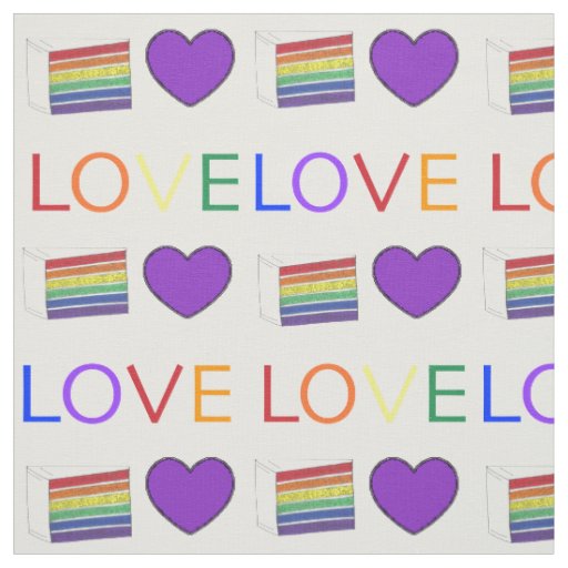 LOVE Rainbow Layer Wedding Cake Slice Pride Heart Fabric