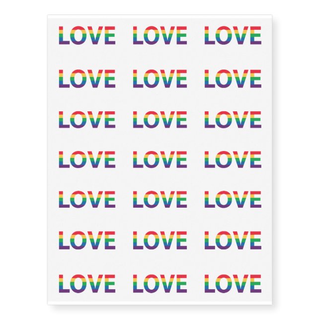 Love Rainbow Letters Word Temporary Tattoos (Front)