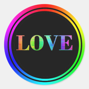Love Rainbow LGBT Round Circles Classic Round Sticker