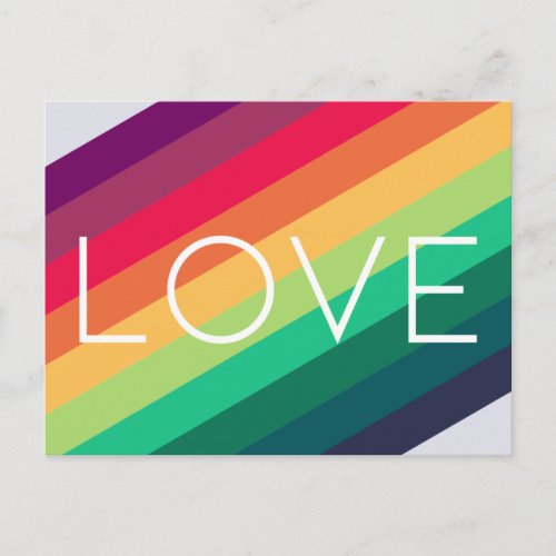 Love Rainbow  Modern Colorful Fun Gay Pride Flag Postcard