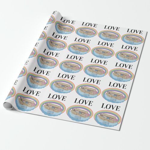 Love Rainbow Noahs Ark custom Name Wrapping Paper