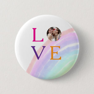 LOVE RAINBOW PHOTO LETTER PRIDE LGBTQ GIFTS CUSTOM BUTTON