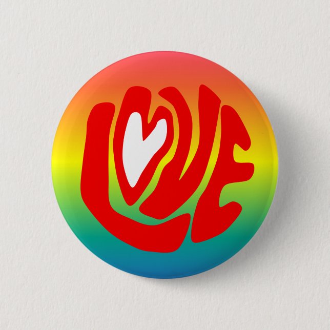 Love Rainbow Pinback Button (Front)