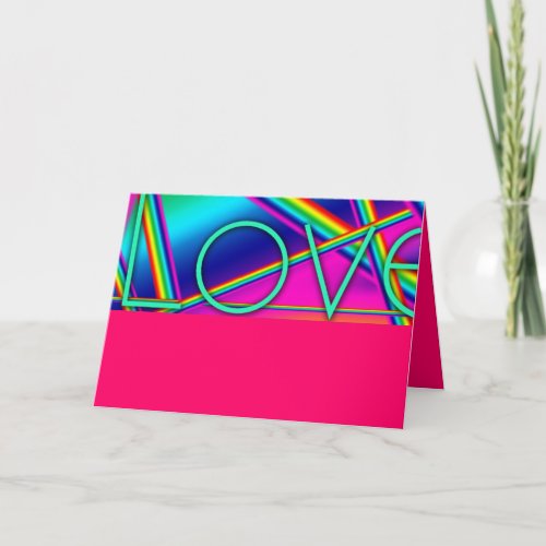 LOVE rainbow Pop Art Valentines Day Greeting Card