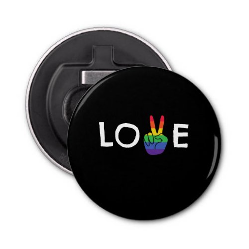 Love Rainbow Pride Peace Sign  Bottle Opener