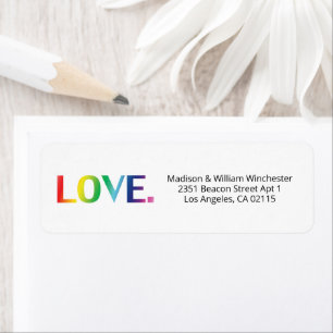 Love rainbow typography LGBTQ pride modern custom Label