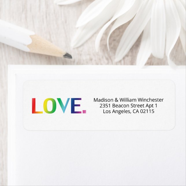 Love rainbow typography LGBTQ pride modern custom Label (Insitu)