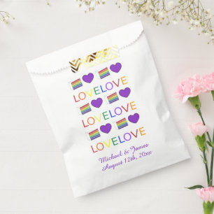 LOVE Rainbow Wedding Cake Purple Heart Pride Favor Bag