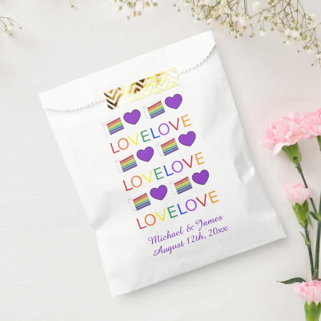 LOVE Rainbow Wedding Cake Purple Heart Pride Favor Bag (Sealed)