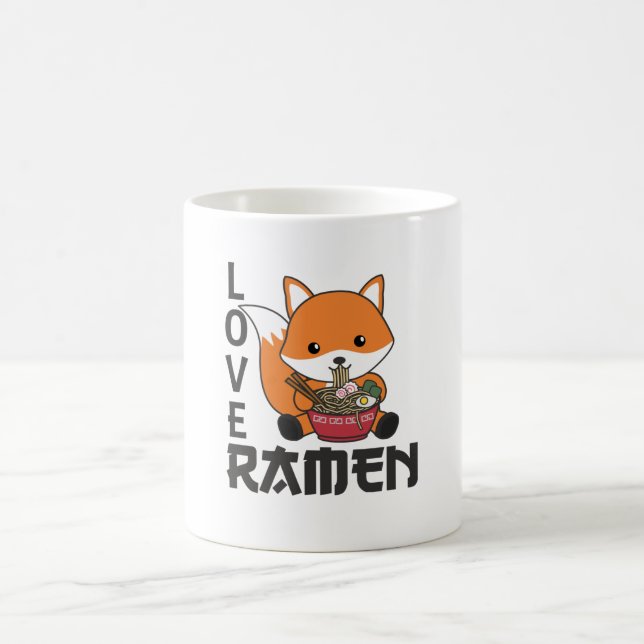 Love Ramen Cute Fox Kawaii Foxes Coffee Mug (Center)