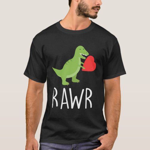 Love Rawr Dinosaur Heart MotherS FatherS T_Shirt