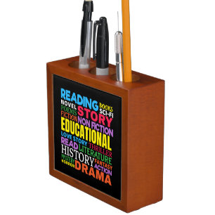 Love Reading Books - Genre Word Art Desk Organizer