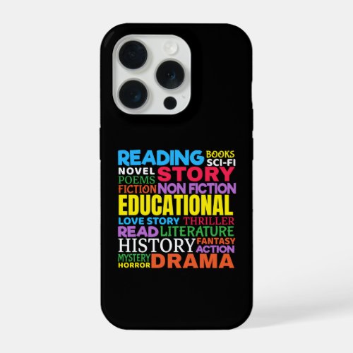 Love Reading Books _ Genre Word Art iPhone 15 Pro Case