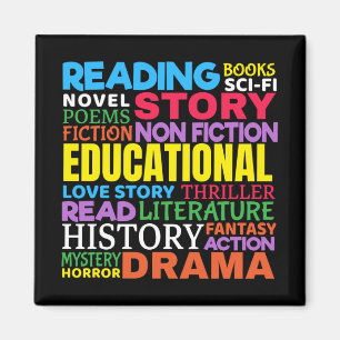 Love Reading Books - Genre Word Art Magnet