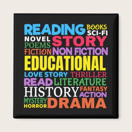 Love Reading Books - Genre Word Art Magnet Love Reading Books - Genre Word Art Magnet