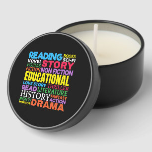 Love Reading Books - Genre Word Art Mini Candle Favors