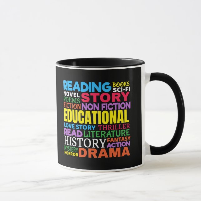 Love Reading Books - Genre Word Art Mug (Right)