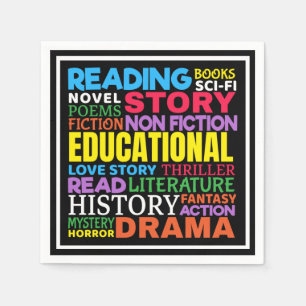 Love Reading Books - Genre Word Art Napkins