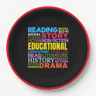 Love Reading Books - Genre Word Art Paper Plates