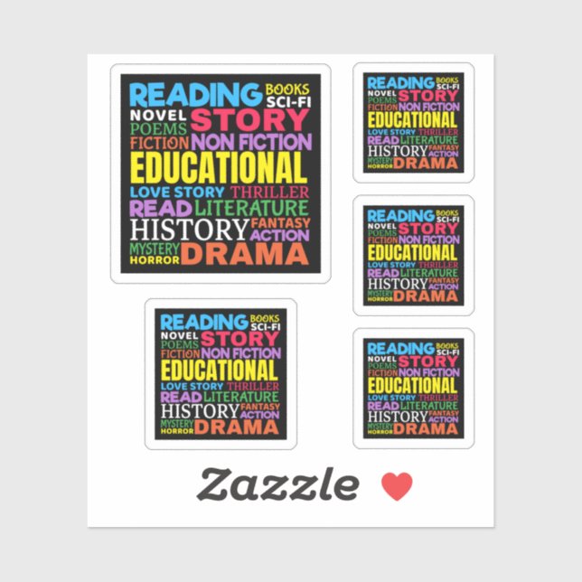 Love Reading Books - Genre Word Art Sticker (Sheet)