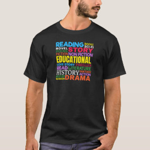 Love Reading Books - Genre Word Art T-Shirt