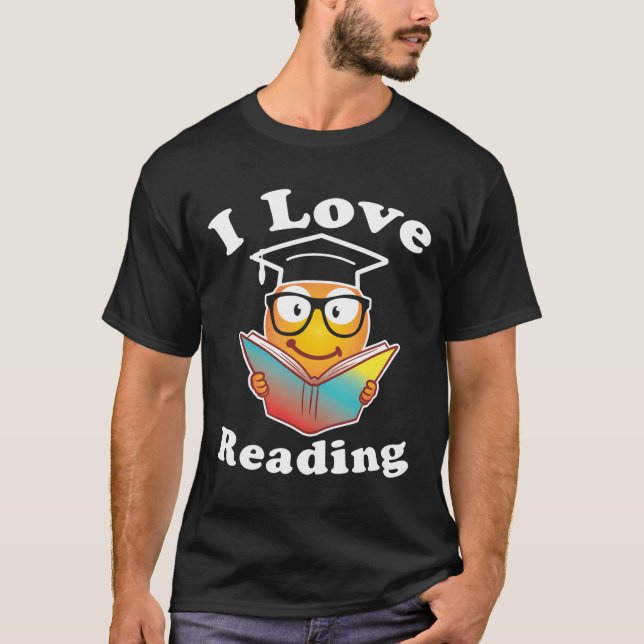 Love Reading Love Emojis Love This Gift T-Shirt (Front)