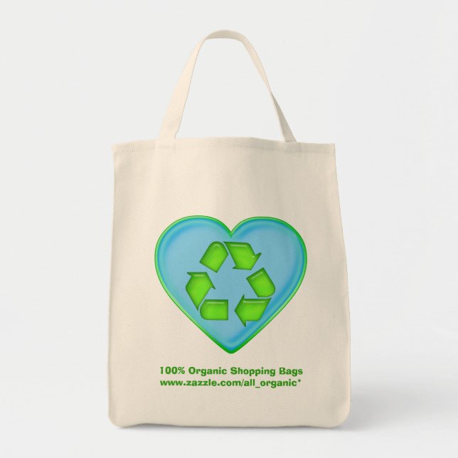 Love Recycling Ocean Heart Tote Bag Promo (Front)
