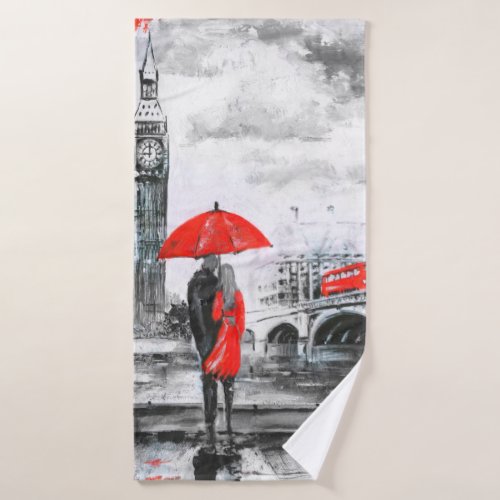 Love red and gray _ umbrella bath towel