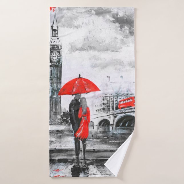 Love red and gray - umbrella bath towel (Bath Towel)